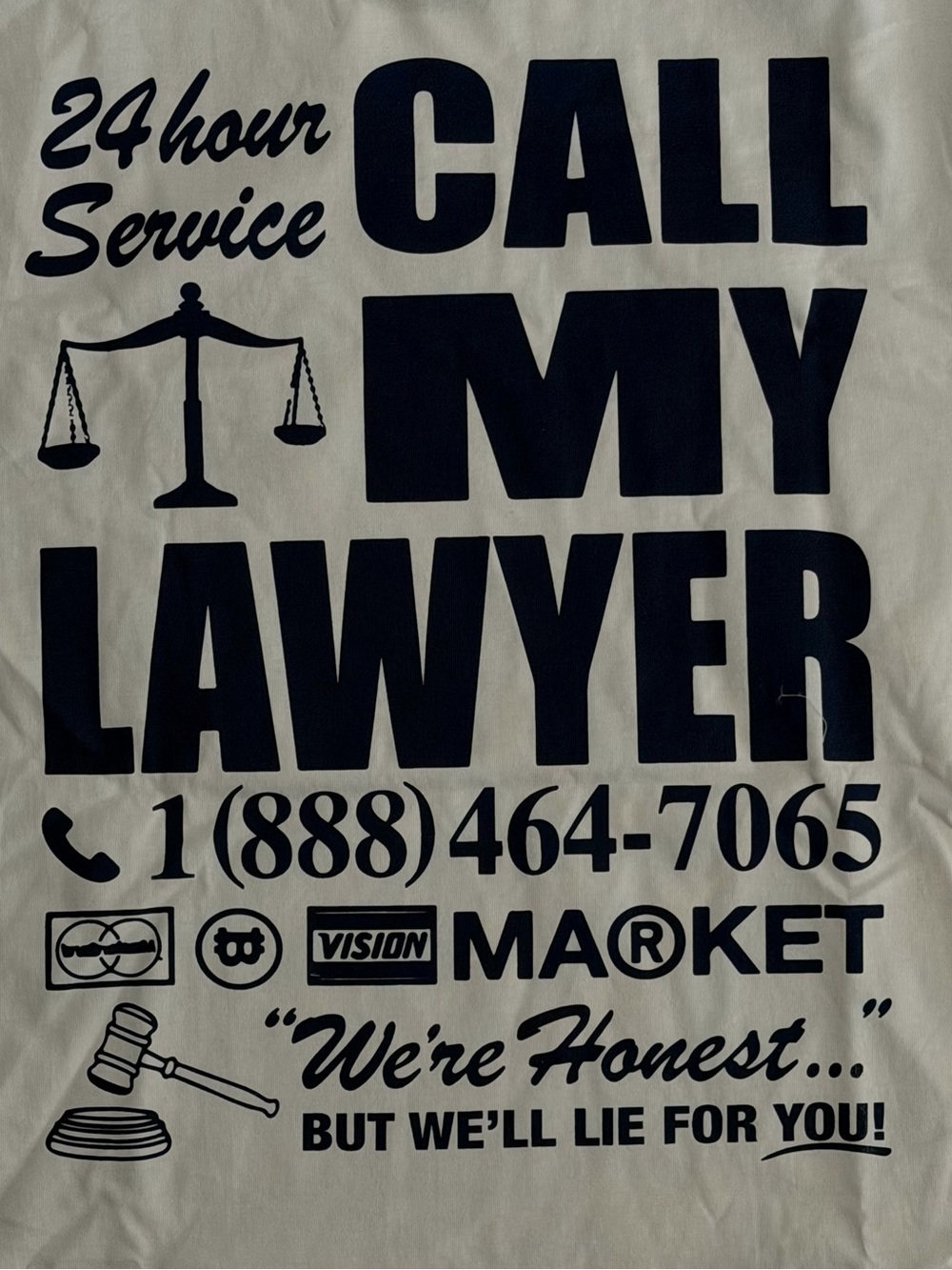Market Studios - White Tee with Black 'Call My Lawyer' Graphic